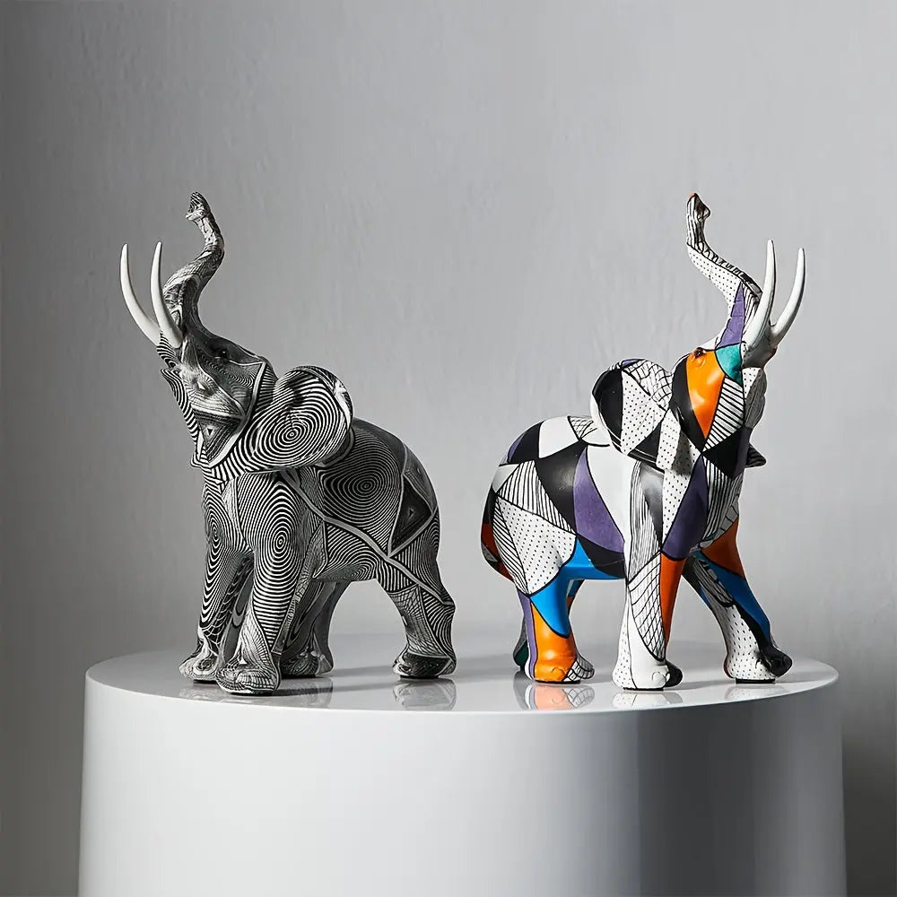 Colorful Artisan Elephant Sculpture for Home Decor