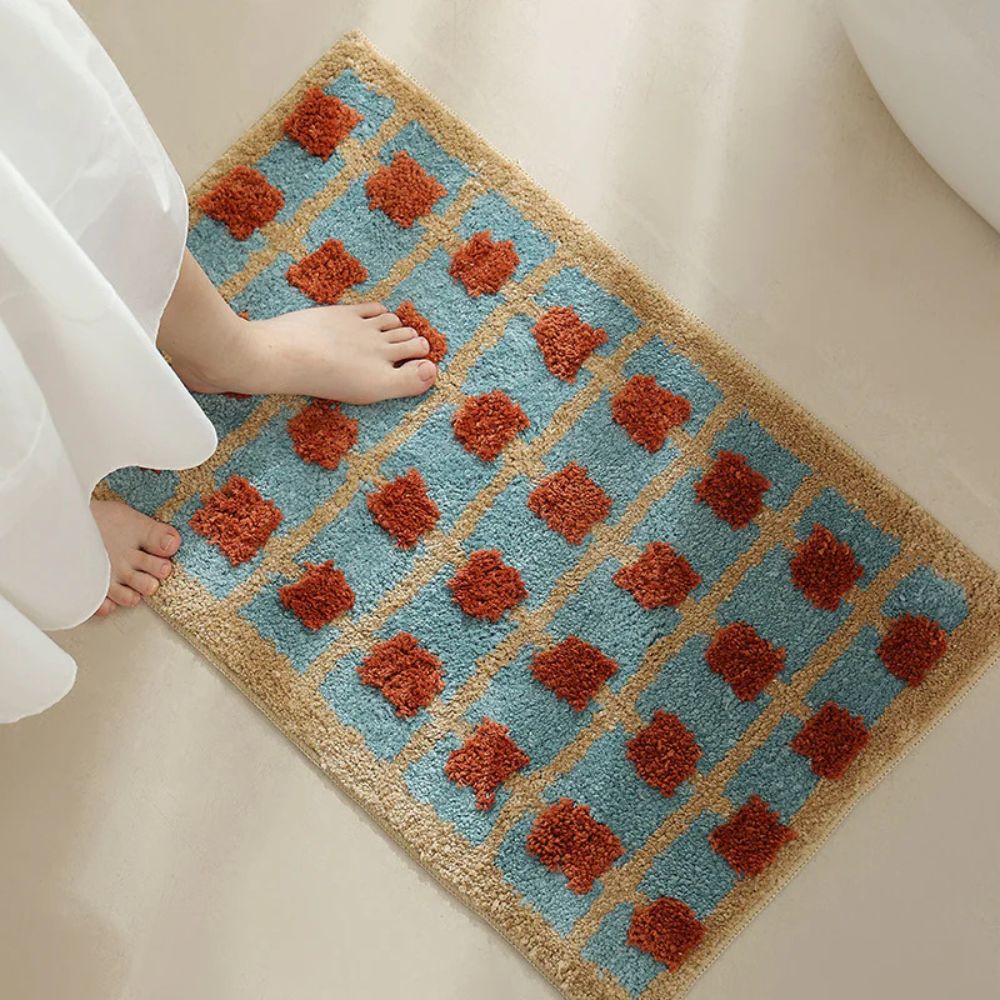 Moroccan Patterned Non-Slip Bath Mat - Soft Fabric Design