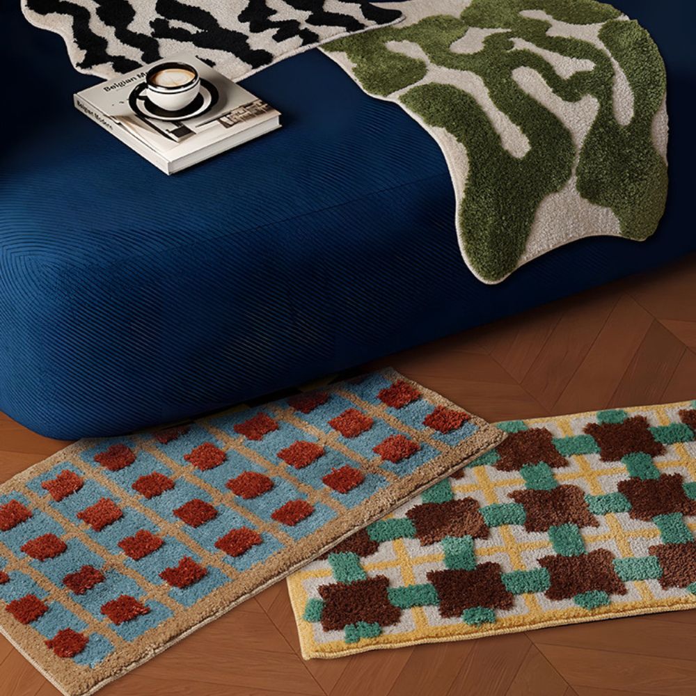 Moroccan Patterned Non-Slip Bath Mat - Soft Fabric Design