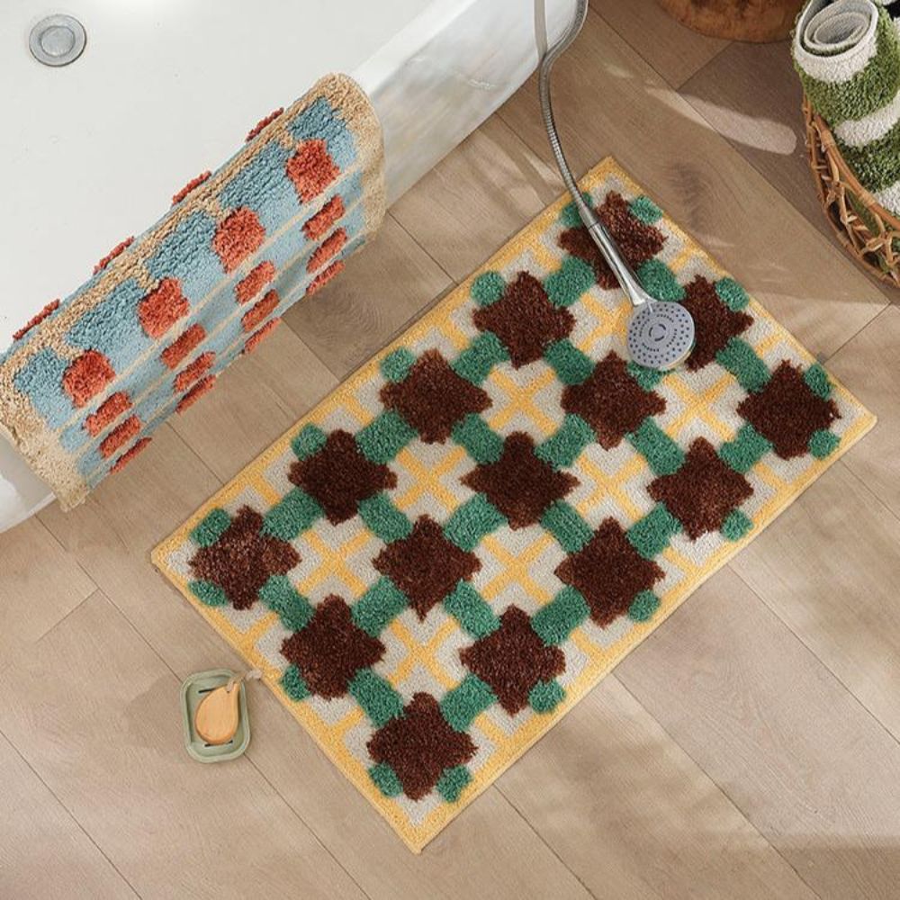 Moroccan Patterned Non-Slip Bath Mat - Soft Fabric Design