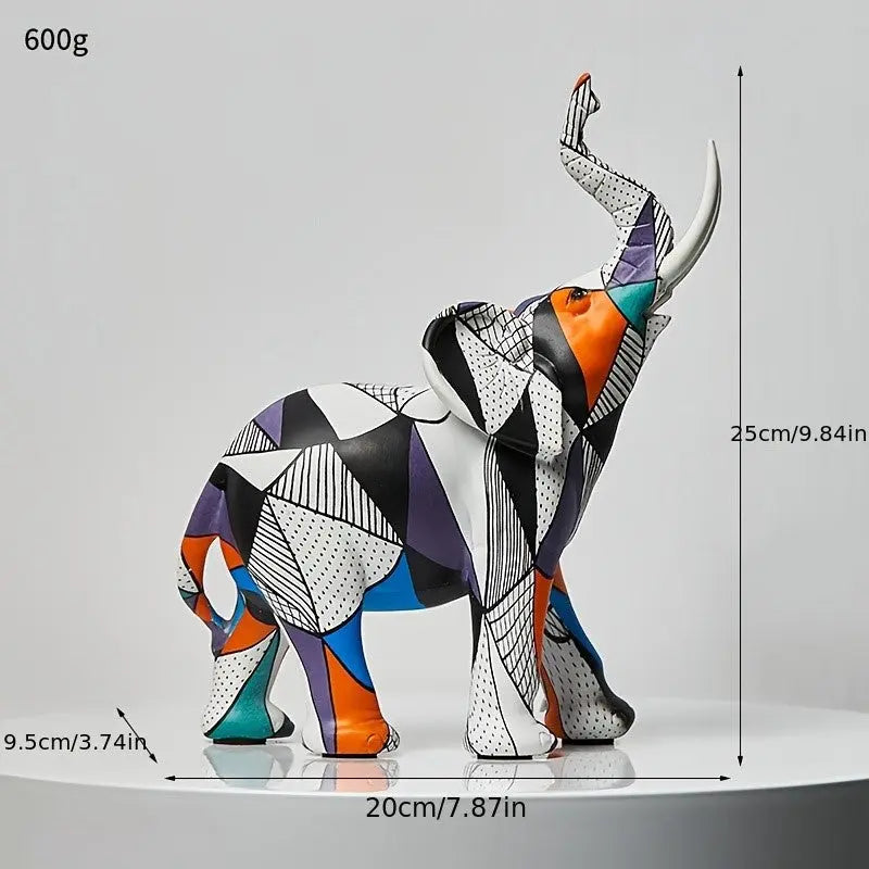 Colorful Artisan Elephant Sculpture for Home Decor