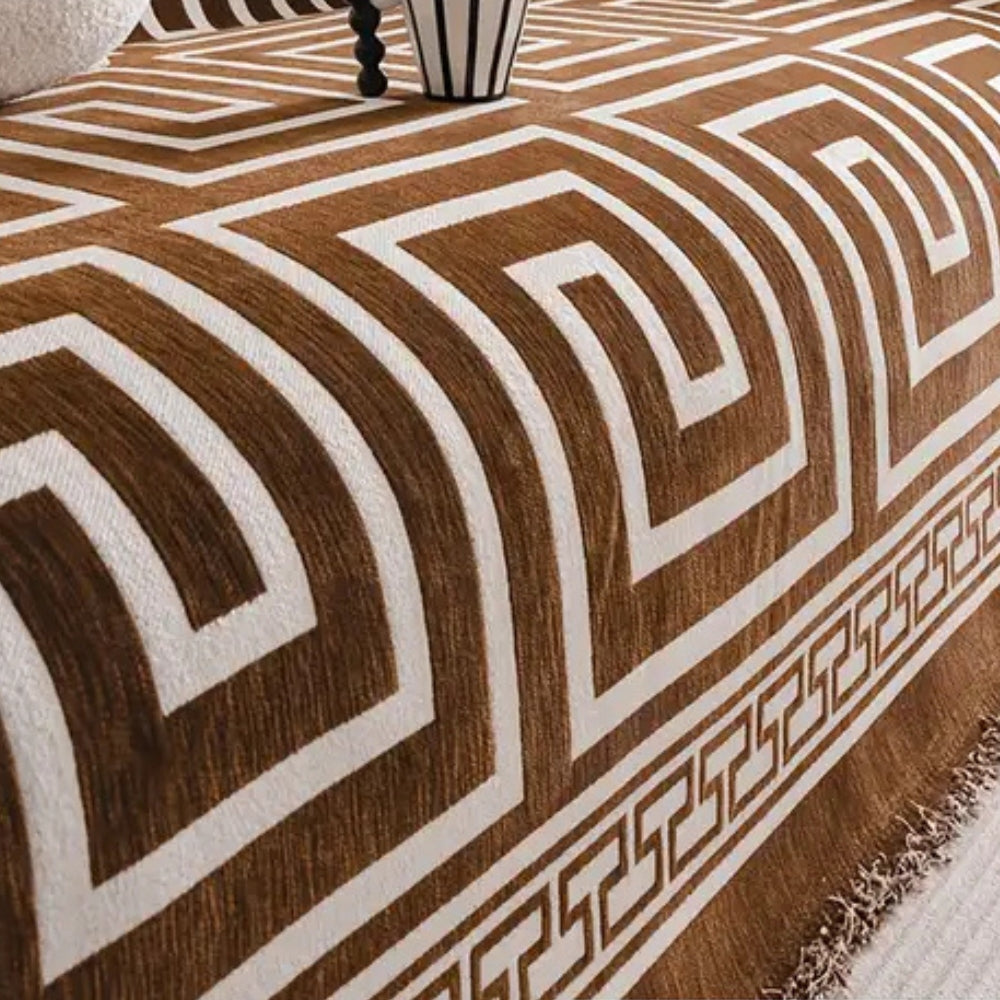 Durable Chenille Slipcover for Sofa with Bohemian Tassels