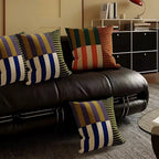 Double-Sided Print Cushion Cover with Colorful Mosaic Stripes
