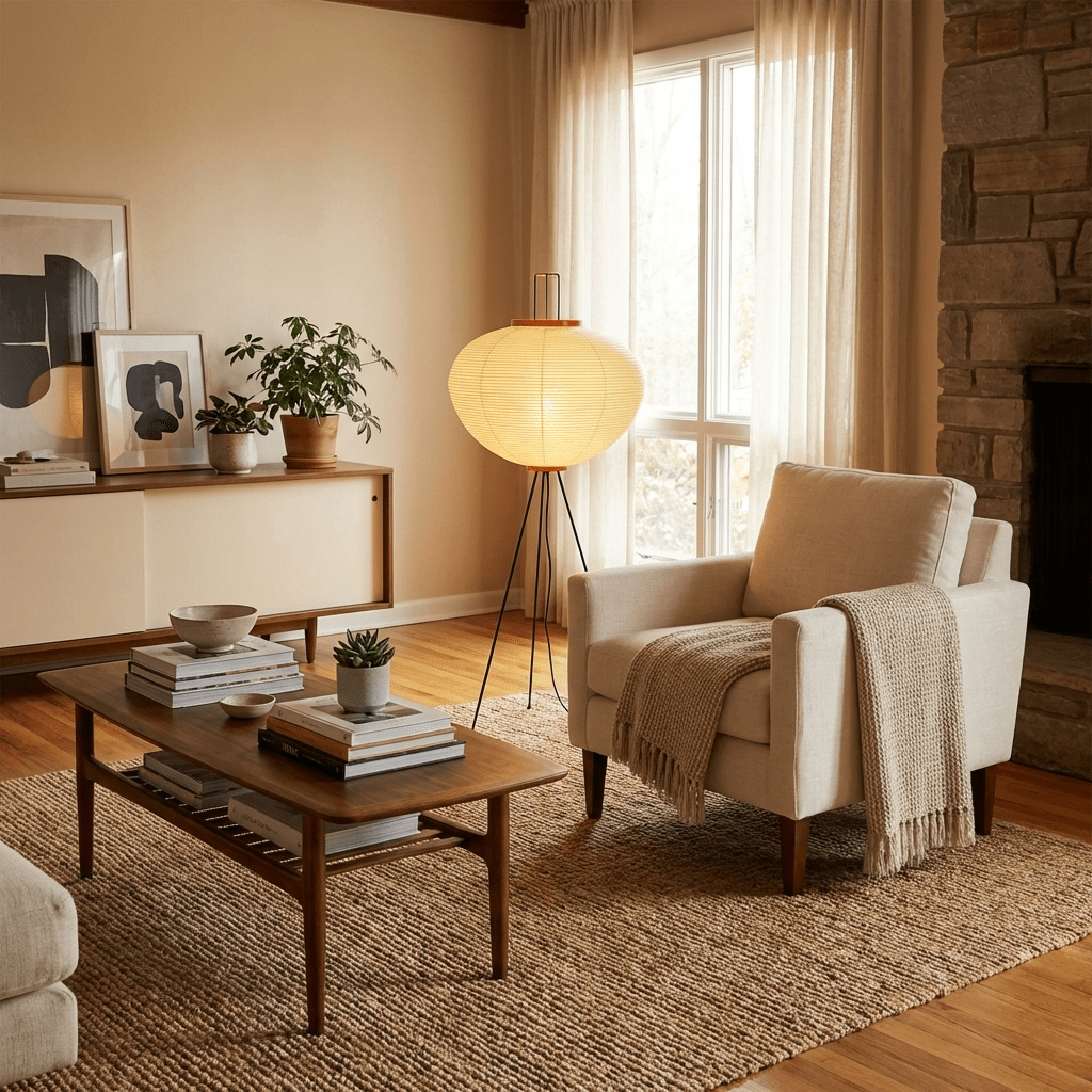 Elegant Modern Rice Paper Floor Lamp for Living Room - MulberryGlow Style
