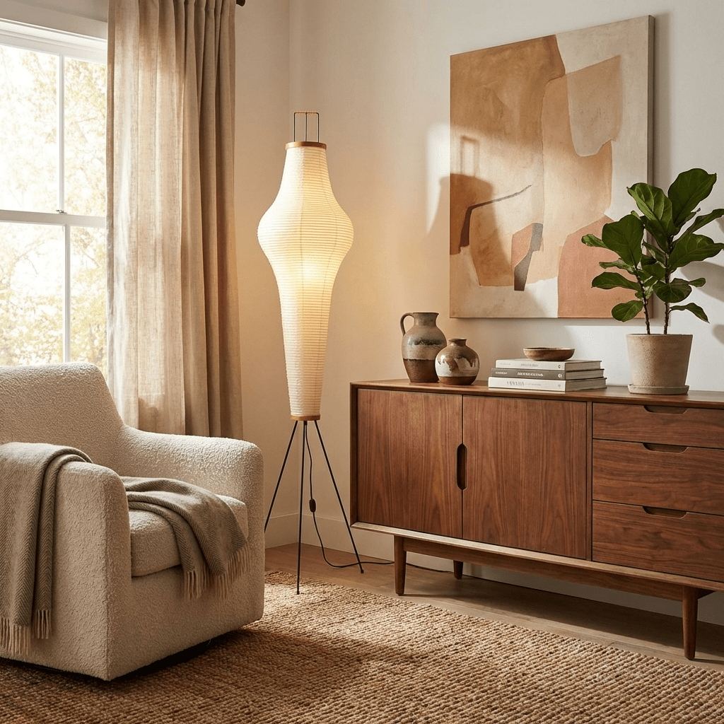 Elegant Modern Rice Paper Floor Lamp for Living Room - MulberryGlow Style