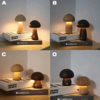 Touch-Controlled LED Night Light in Beech Wood - Cozy Mushroom Design