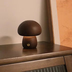 Touch-Controlled LED Night Light in Beech Wood - Cozy Mushroom Design