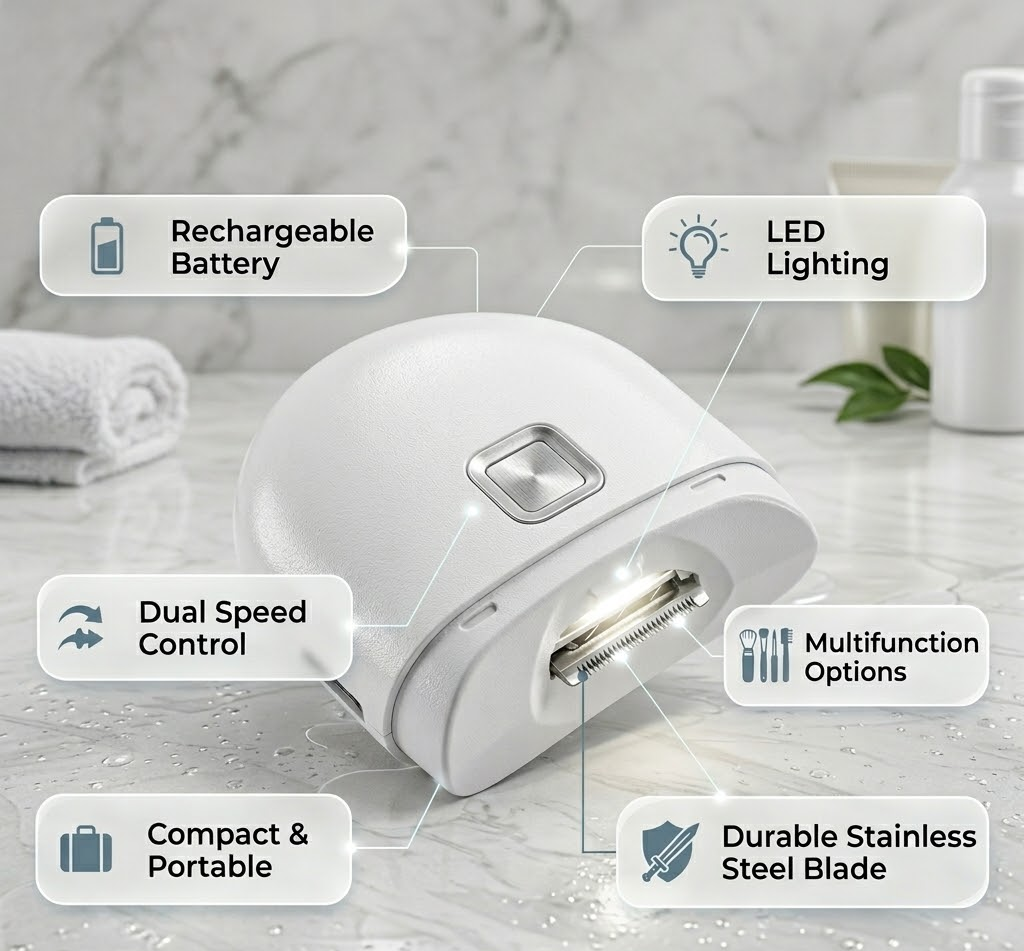 Rechargeable Electric Nail Clipper with LED Light Trimmer