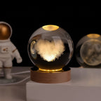 LED Table Lamp with Engraved 3D Planet Crystal Ball Night Light