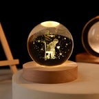 LED Table Lamp with Engraved 3D Planet Crystal Ball Night Light