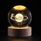 LED Table Lamp with Engraved 3D Planet Crystal Ball Night Light