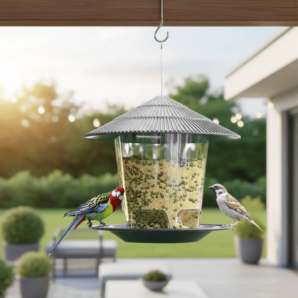 Weatherproof Hanging Bird Feeder with Multiple Ports