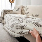 Stylish Cotton Blend Sofa Cover with Tassels - Non-Slip Chenille