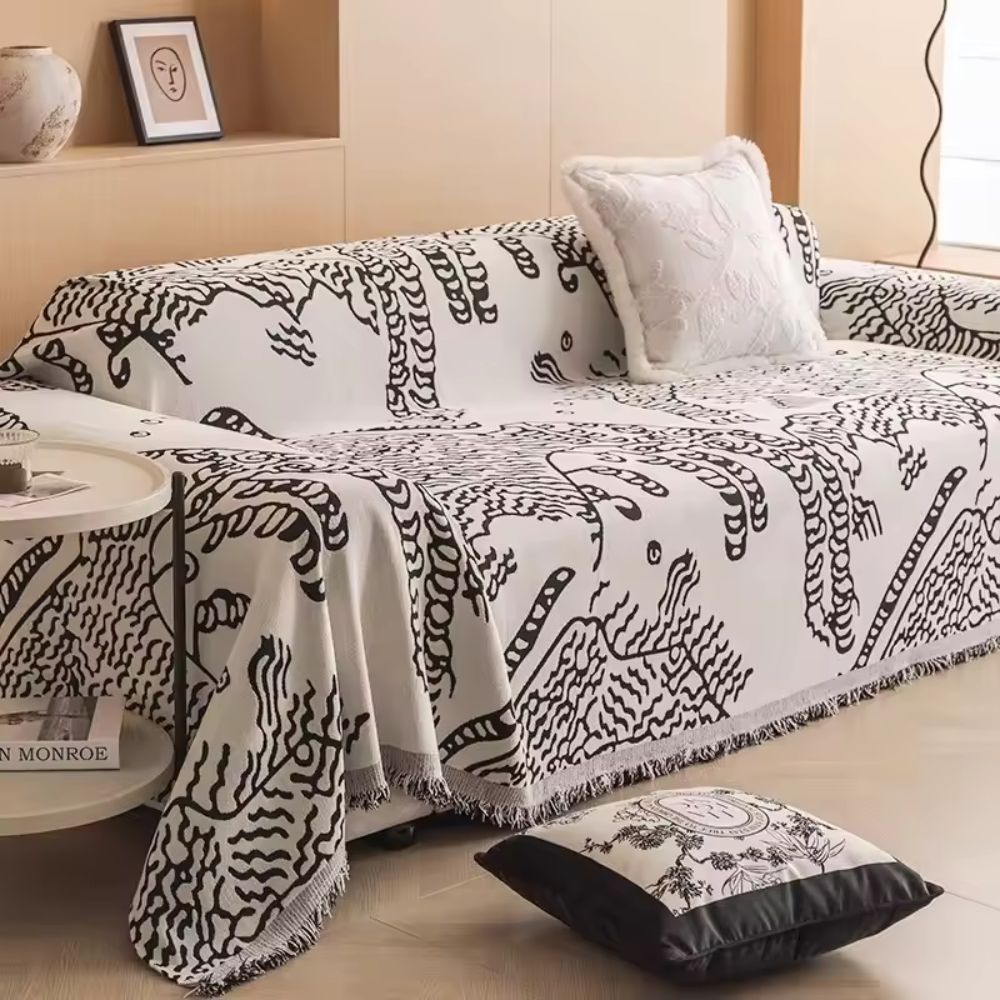 Botanical Print Microfiber Sofa Slipcover - Artistic Design