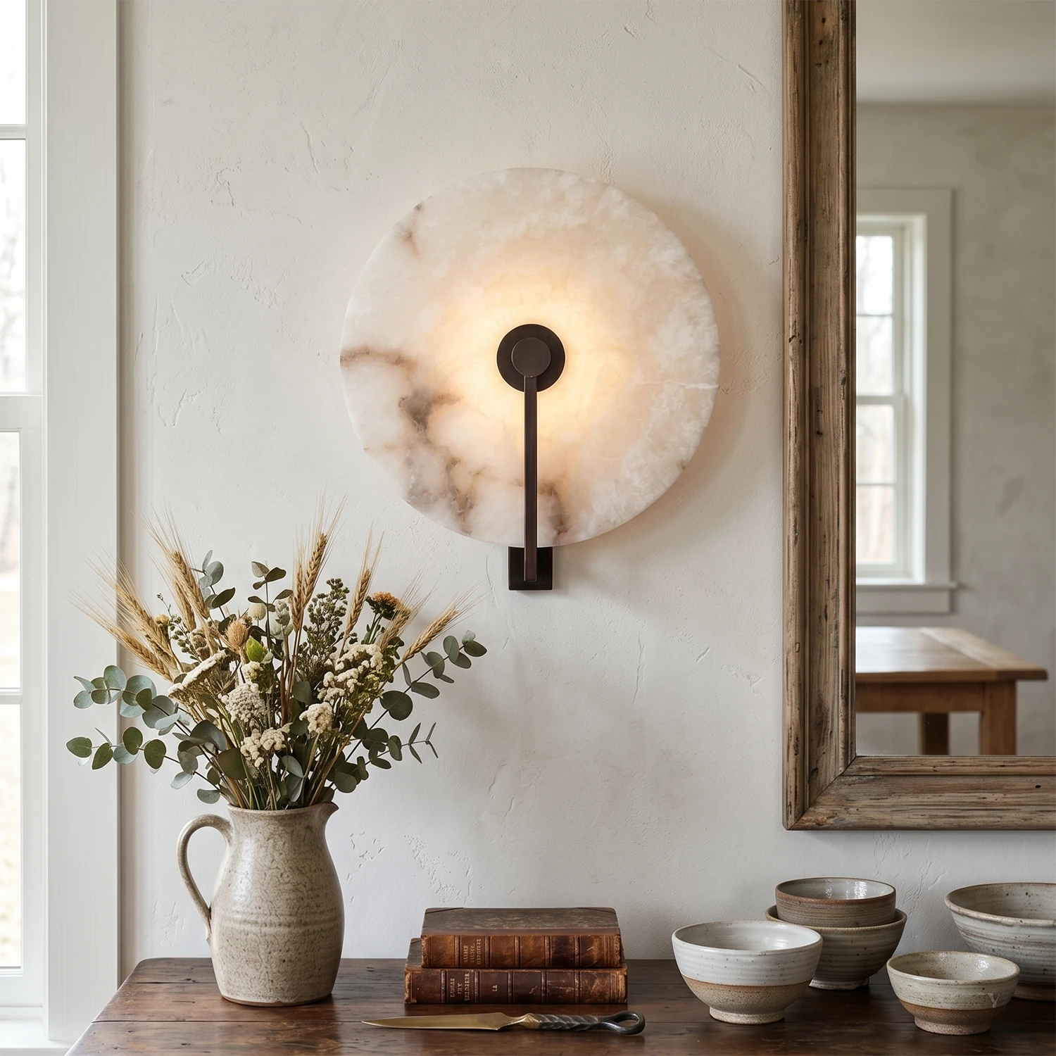LED Wall Light in Natural Alabaster – Adjustable Color Temperature for Modern Spaces
