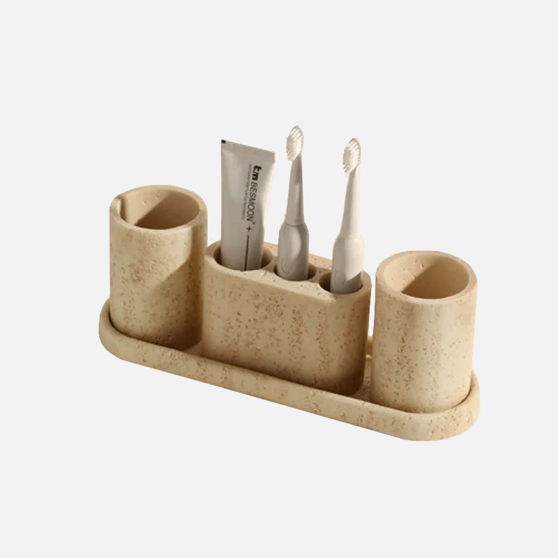 Beige Natural Travertine Stone Bathroom Accessory Collection