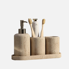 Beige Natural Travertine Stone Bathroom Accessory Collection