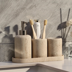 Beige Natural Travertine Stone Bathroom Accessory Collection