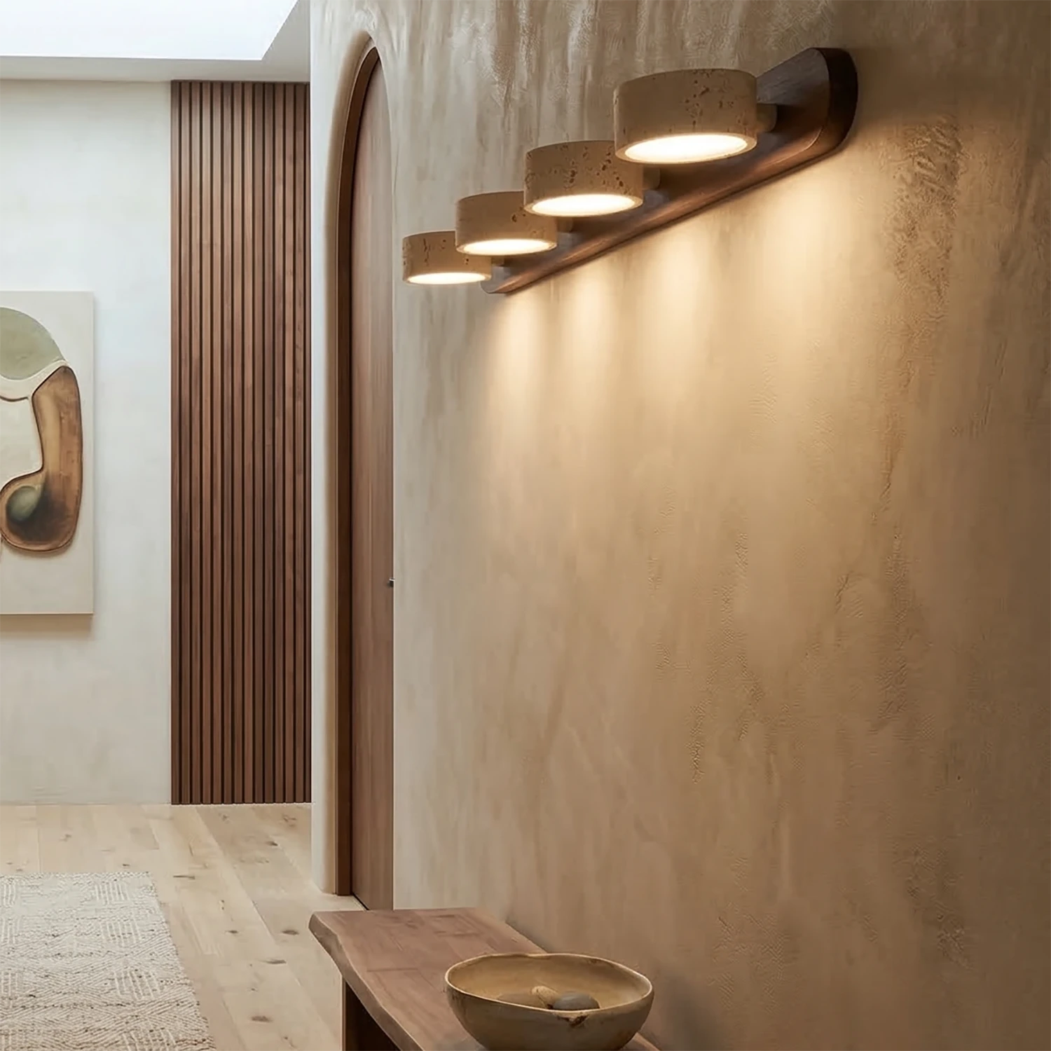 Adjustable LED Shade Natural Stone Wall Light – Modern Sconce for Home