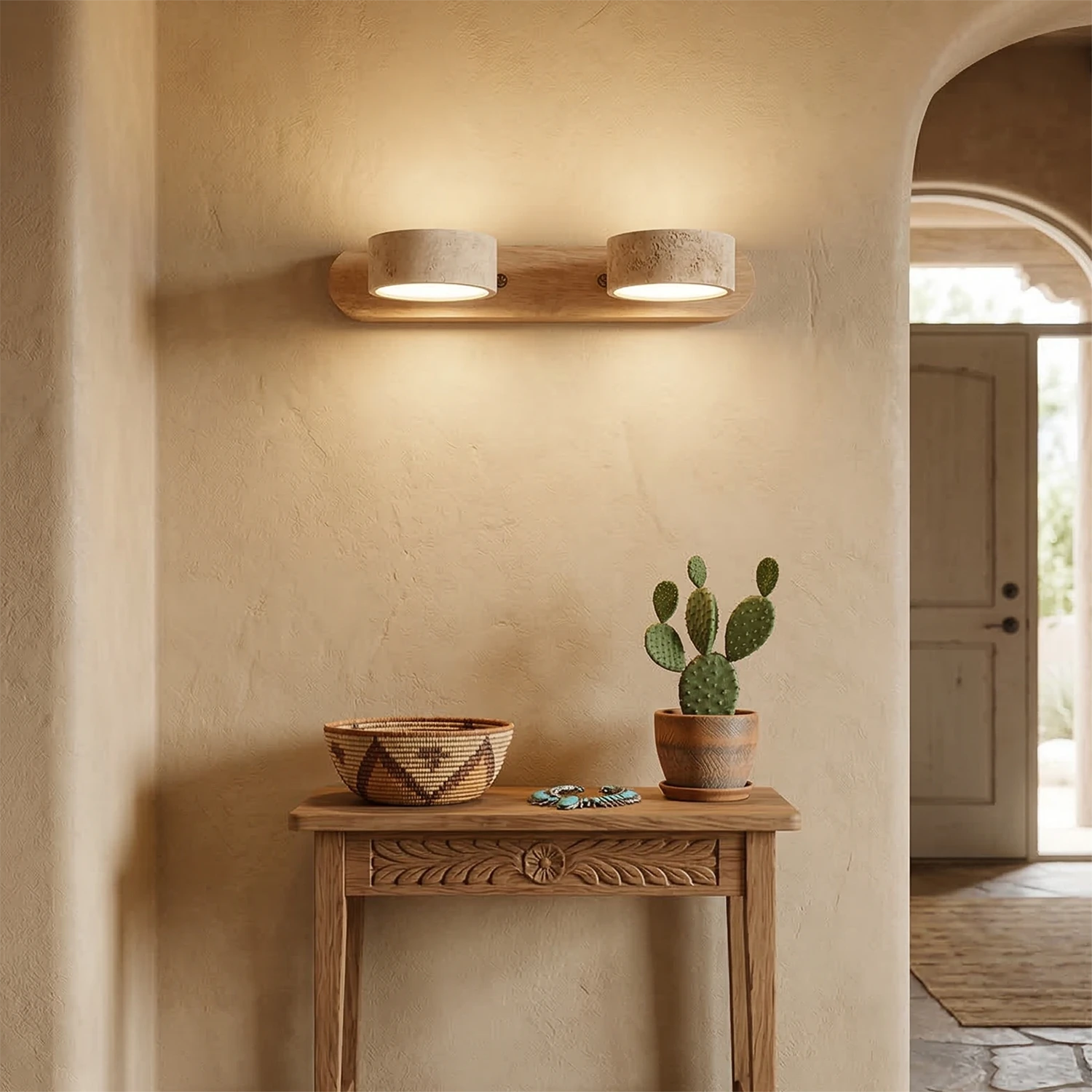 Adjustable LED Shade Natural Stone Wall Light – Modern Sconce for Home