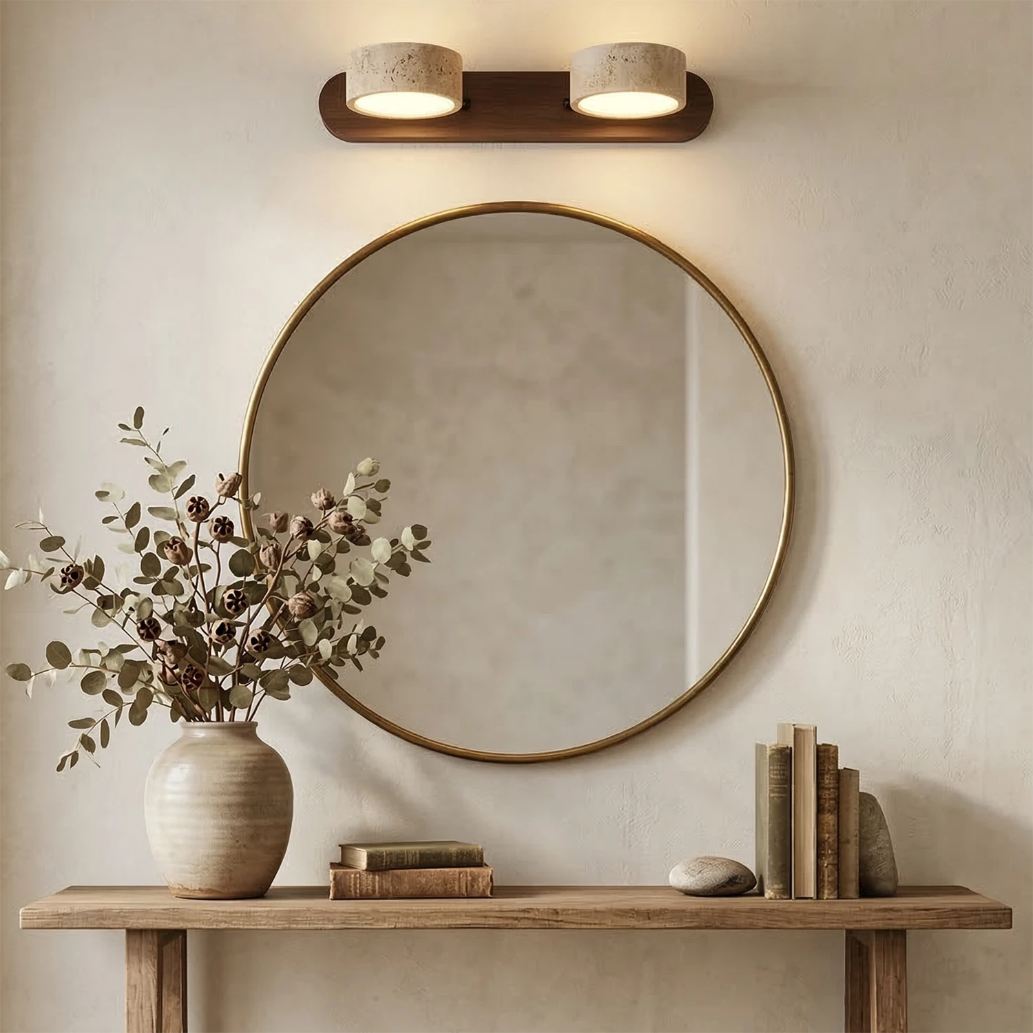 Adjustable LED Shade Natural Stone Wall Light – Modern Sconce for Home