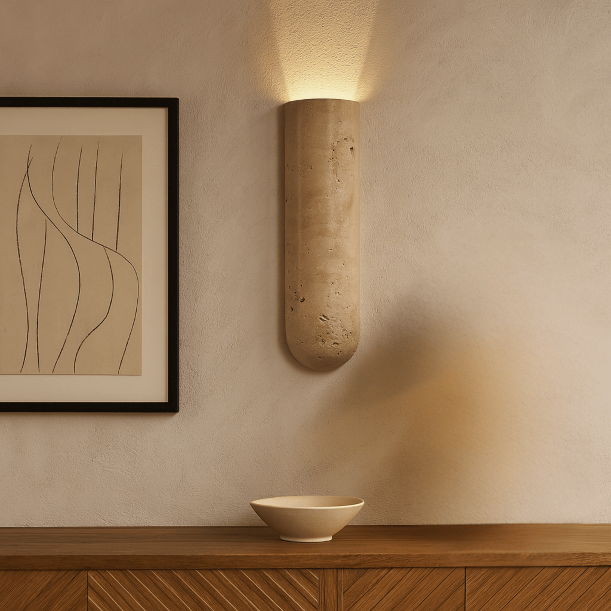 Sculptural Stone Wall Light Fixture