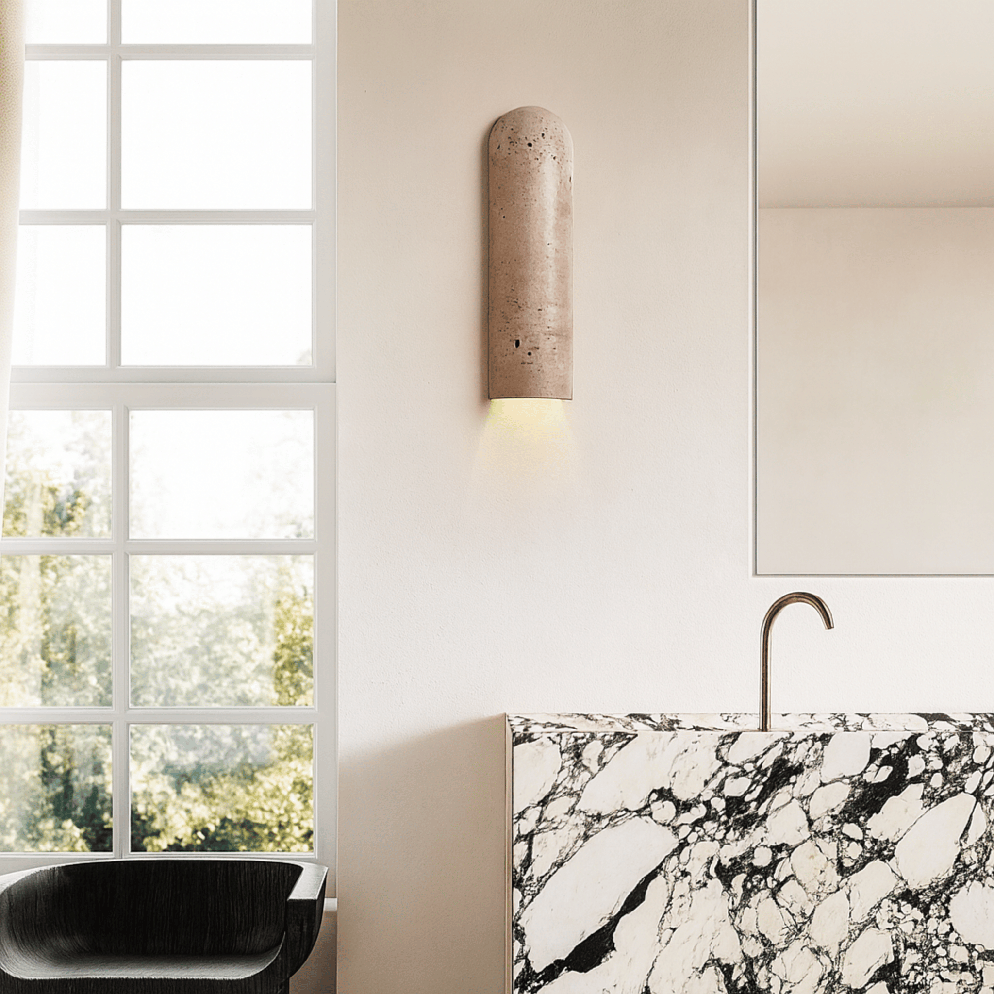 Sculptural Stone Wall Light Fixture