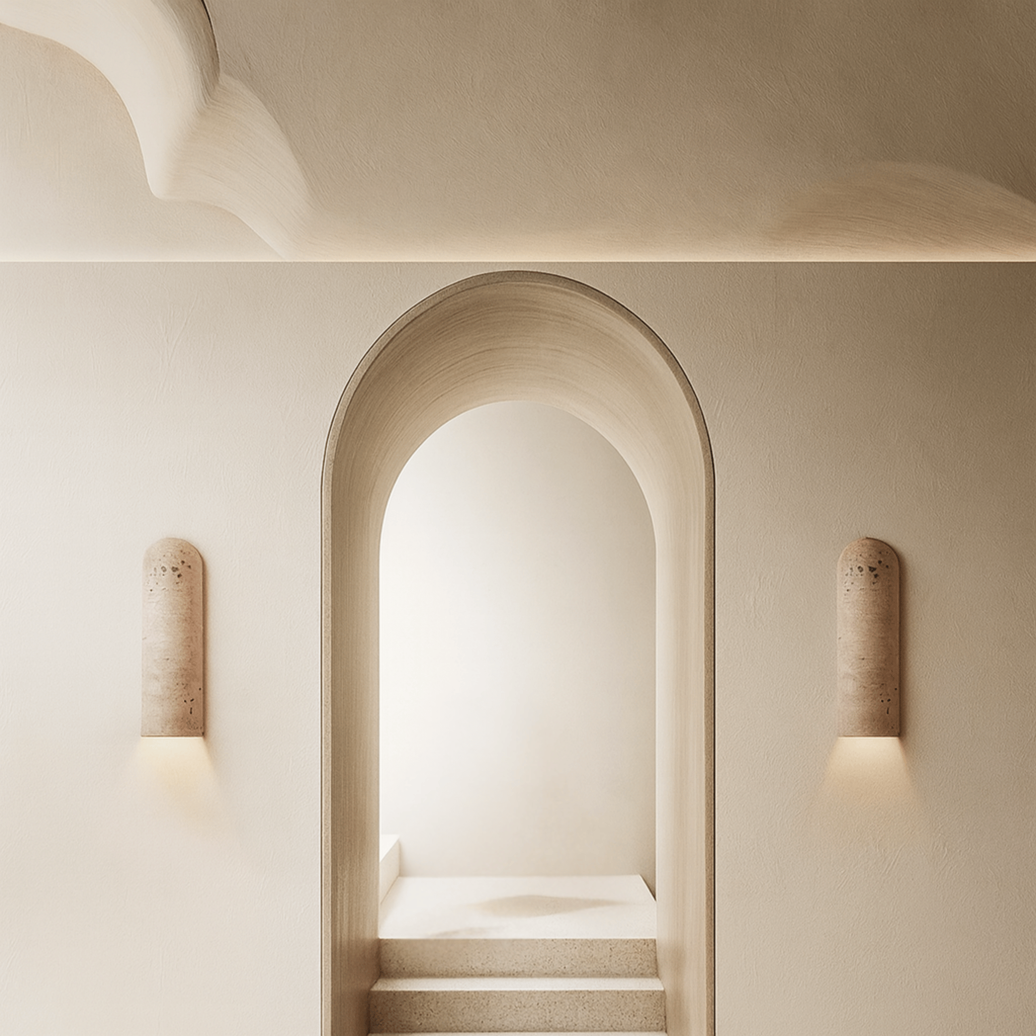 Sculptural Stone Wall Light Fixture