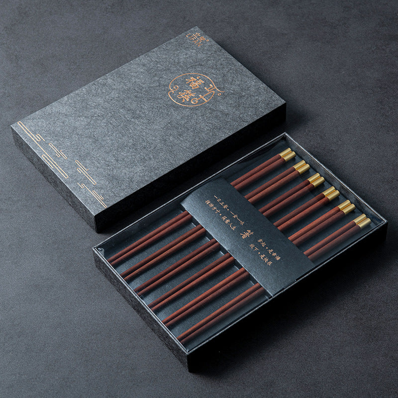 Elegant Dining Set of Natural Wood Japanese Chopsticks in Gift Box