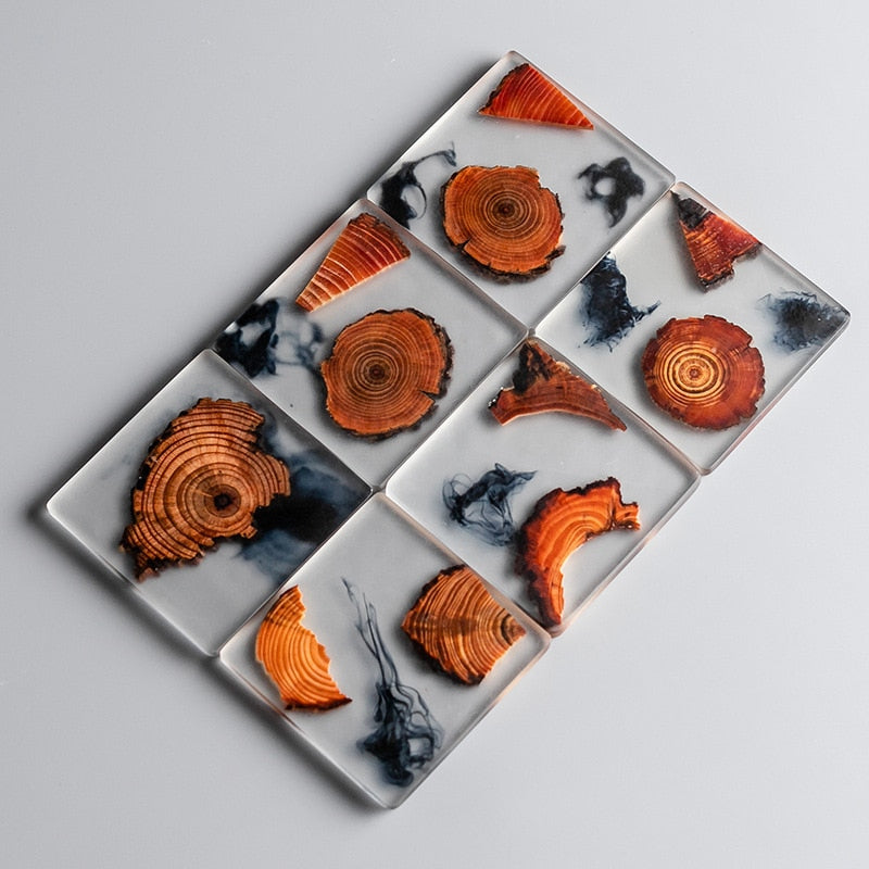 Waterproof and Heat-Resistant Coasters – Unique Pine Wood and Resin Design