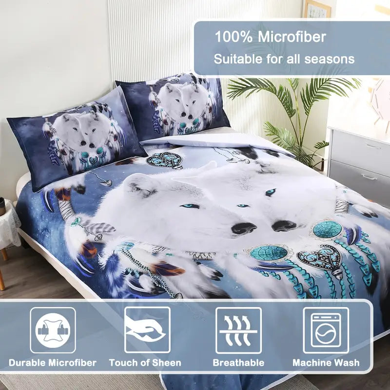 Majestic Wolf-Themed Comforter Set for Serene Spaces