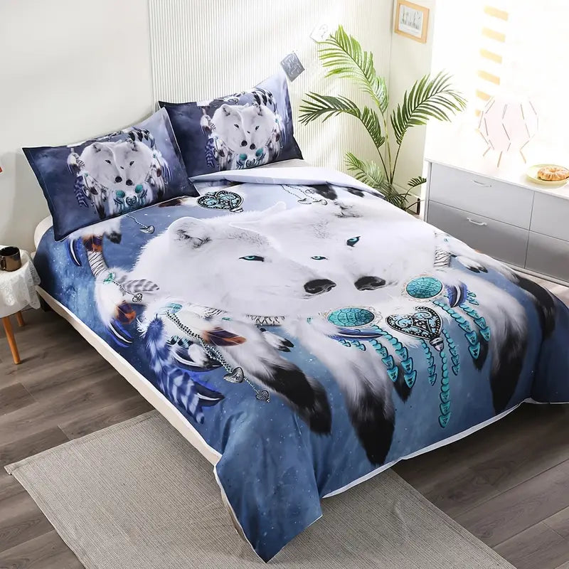 Majestic Wolf-Themed Comforter Set for Serene Spaces