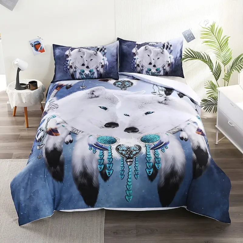 Majestic Wolf-Themed Comforter Set for Serene Spaces
