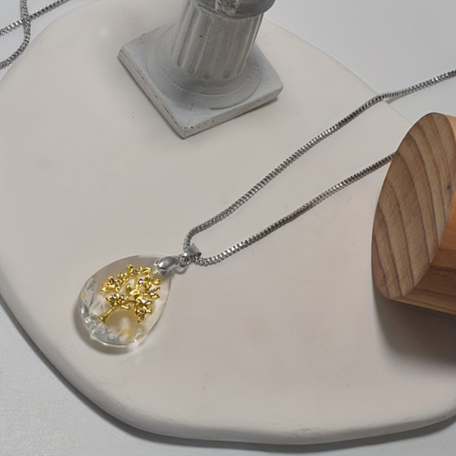Boho Jewelry Glass Teardrop Pendant Necklace for Mother's Day