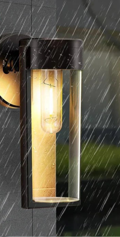 Black Outdoor Solar Lantern for Walls with Light Sensor