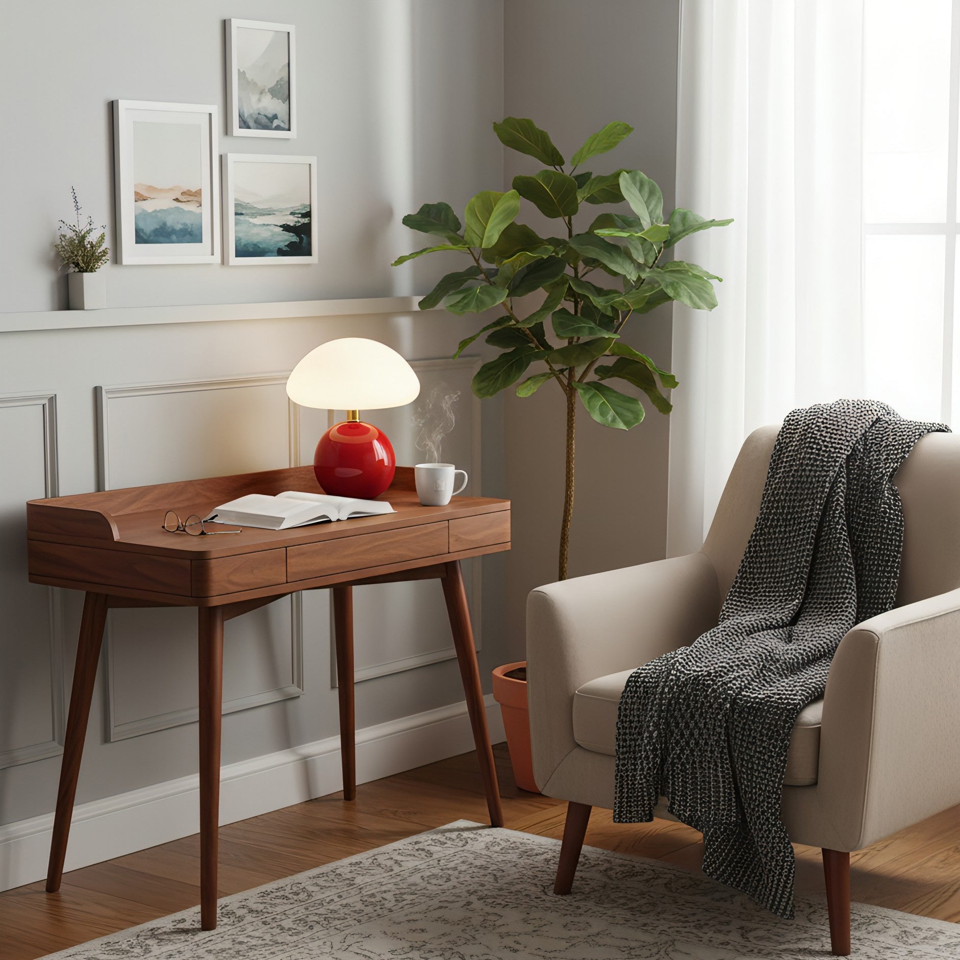 Modern Desk Lamp – Warm Ambient Light for Bedroom and Living Room Decor