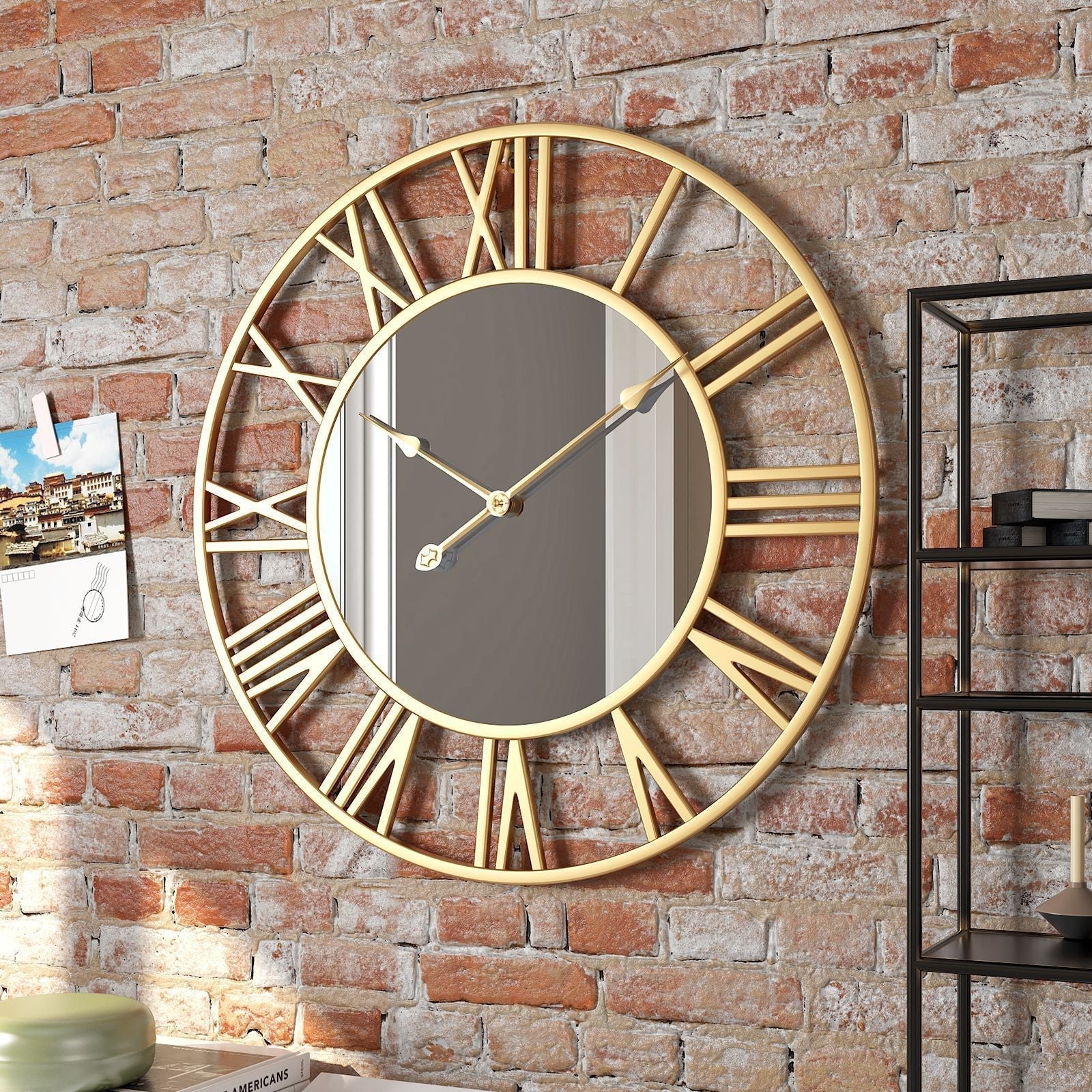 Large Decorative Wall Clock with Mirror Finish for Elegant Home Style
