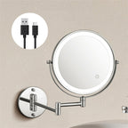360° Rotating Shower Mirror with Adjustable LED Light for Shaving