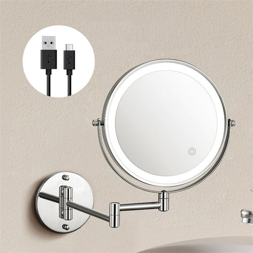 360° Rotating Shower Mirror with Adjustable LED Light for Shaving