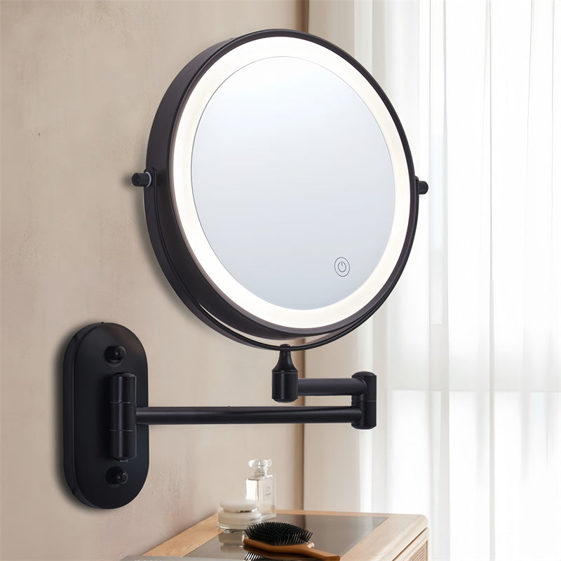 360° Rotating Shower Mirror with Adjustable LED Light for Shaving