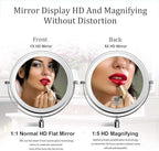 LED Lighted Makeup Mirror with 10X Magnification for Detailed Grooming