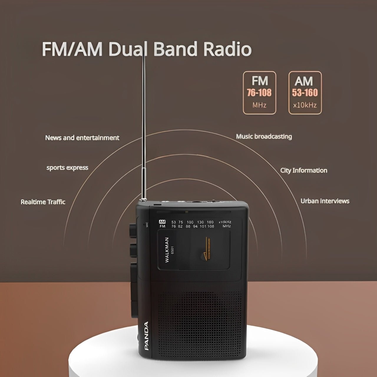 Compact Tape Recorder with Dual Power and Multiple Audio Modes