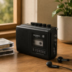 Compact Tape Recorder with Dual Power and Multiple Audio Modes