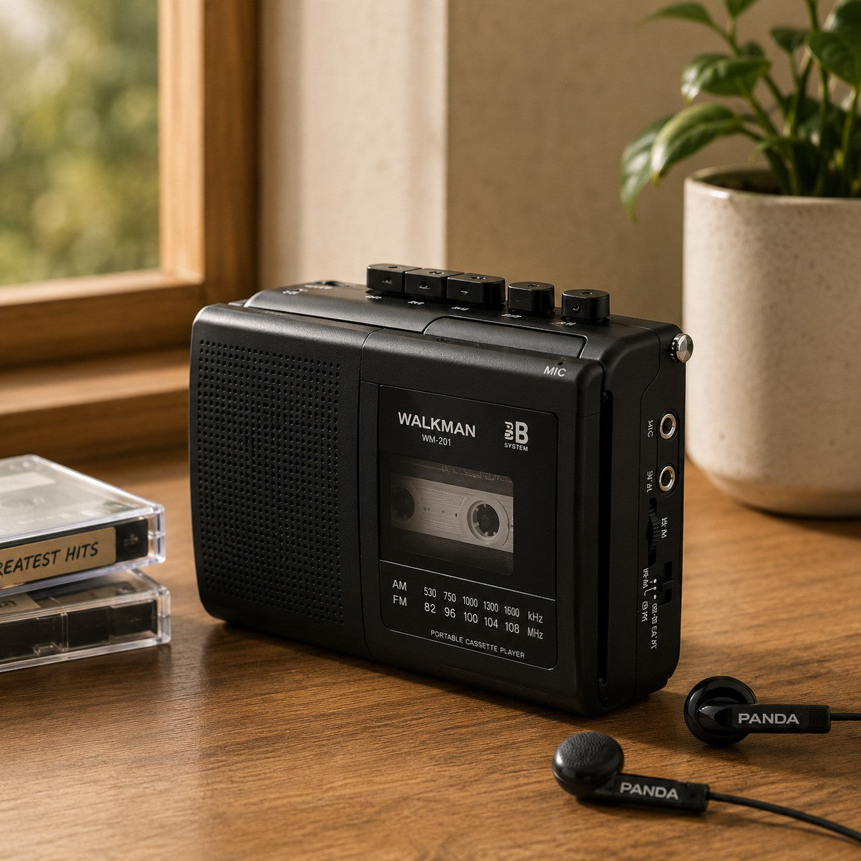 Compact Tape Recorder with Dual Power and Multiple Audio Modes