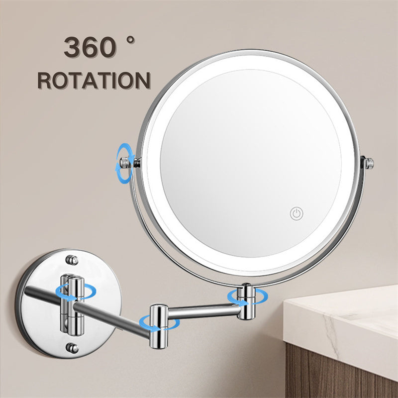 360° Rotating Shower Mirror with Adjustable LED Lighting for Shaving