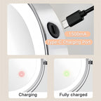 360° Rotating Shower Mirror with Adjustable LED Lighting for Shaving