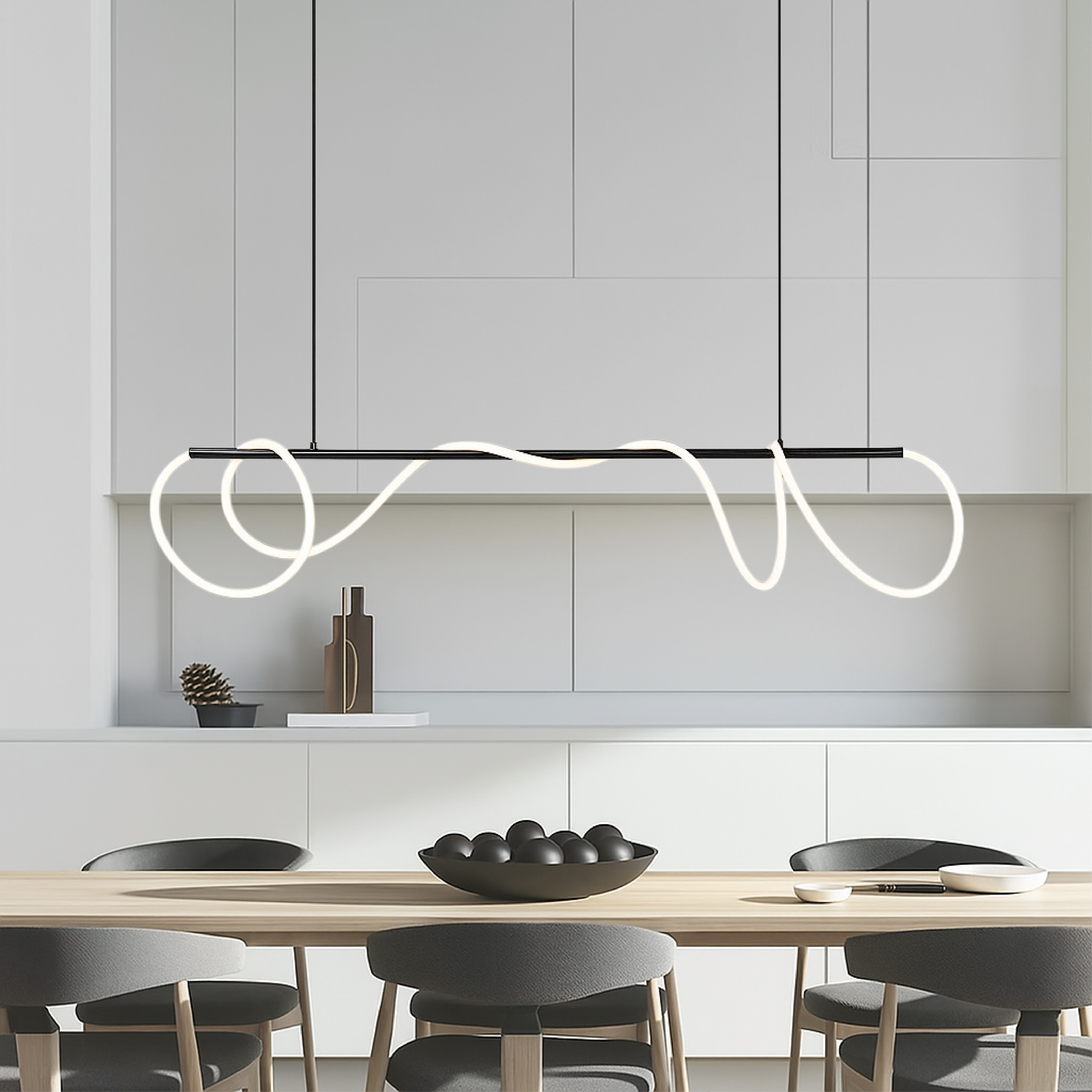 Pendant Light for Kitchen Island with Linear LED Design