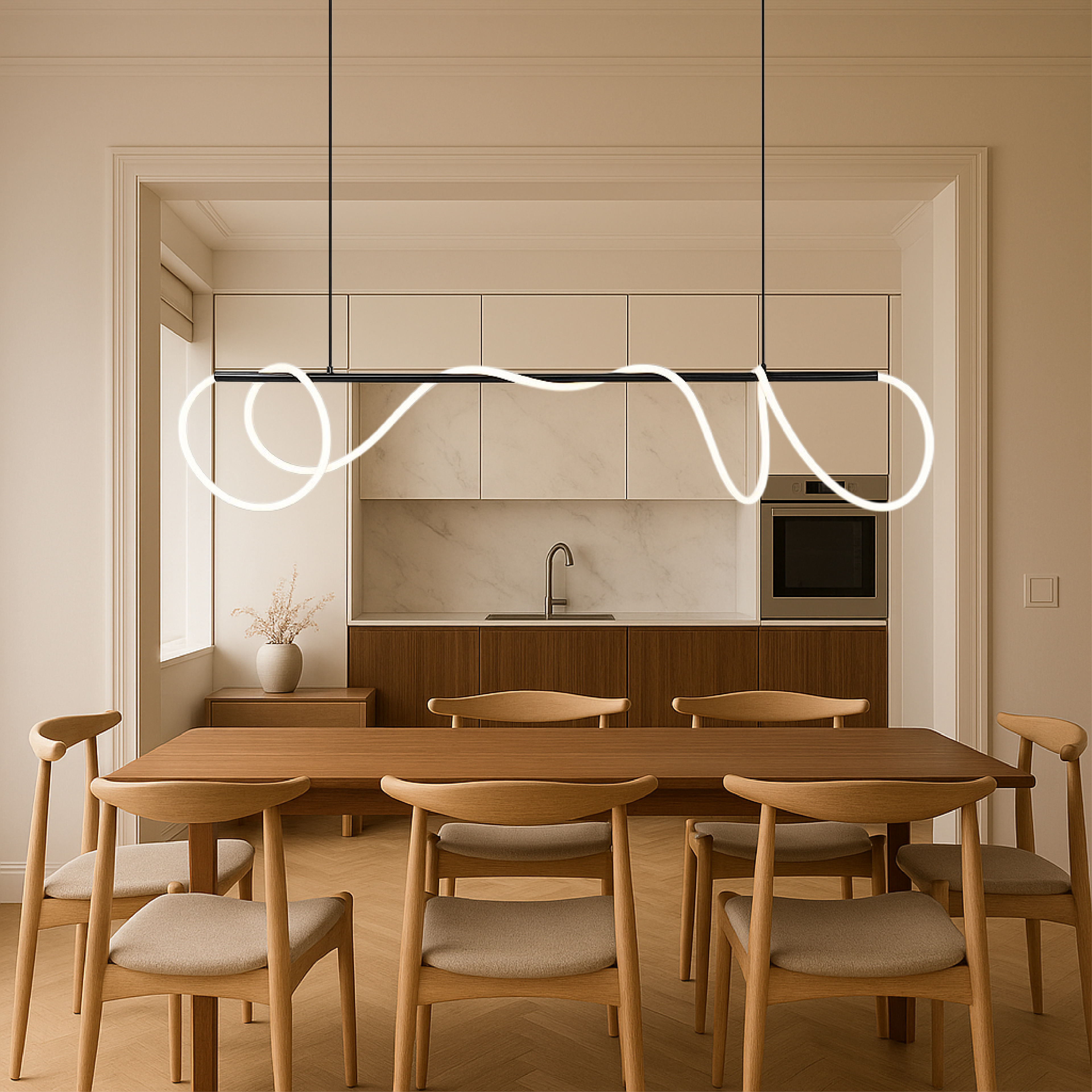 Pendant Light for Kitchen Island with Linear LED Design