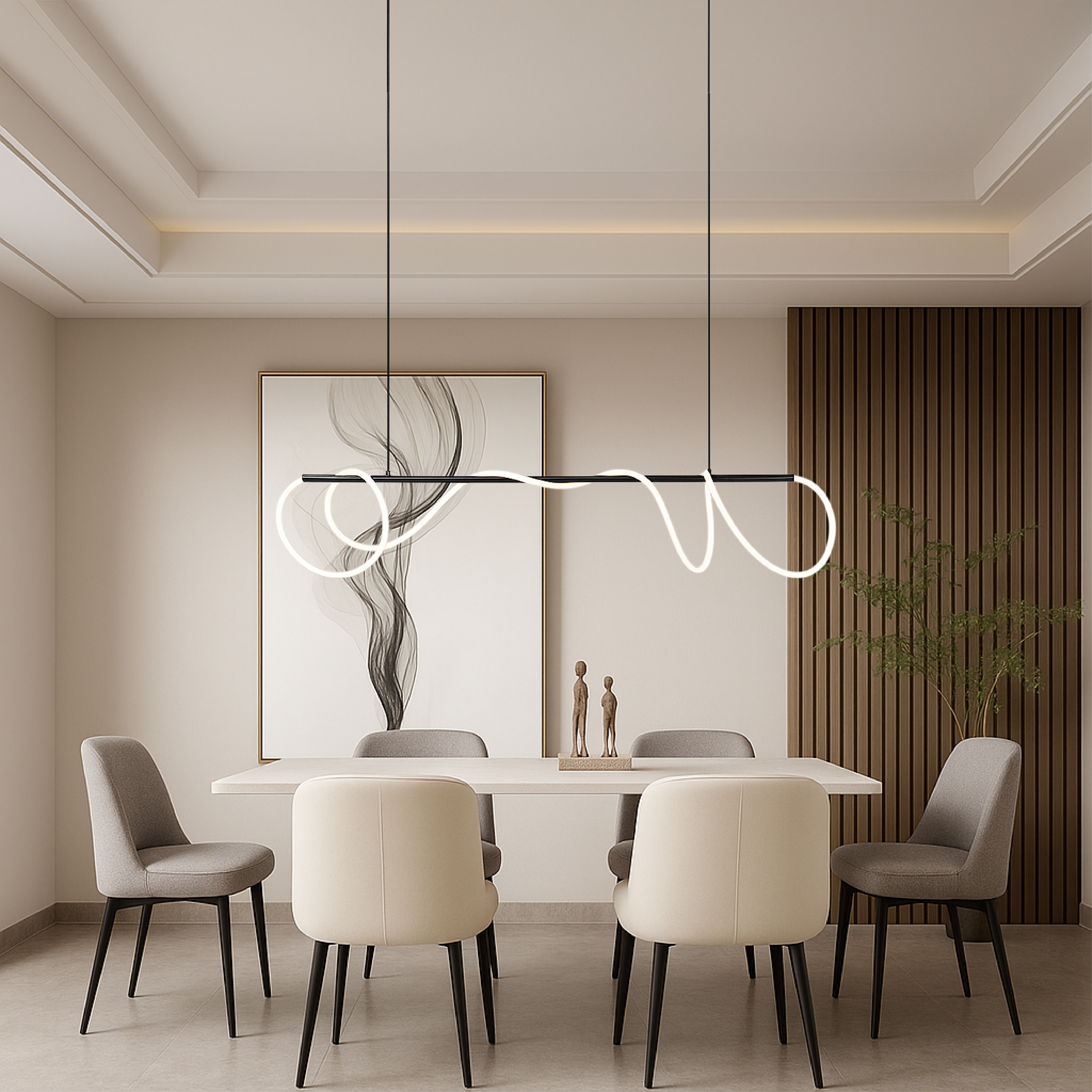 Pendant Light for Kitchen Island with Linear LED Design
