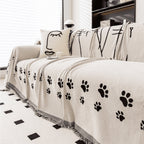Chenille Fabric Sofa Cover for Cats - Playful Paw Design